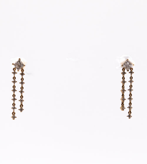 14K square diamond drop stud earring featuring 1.47 carats