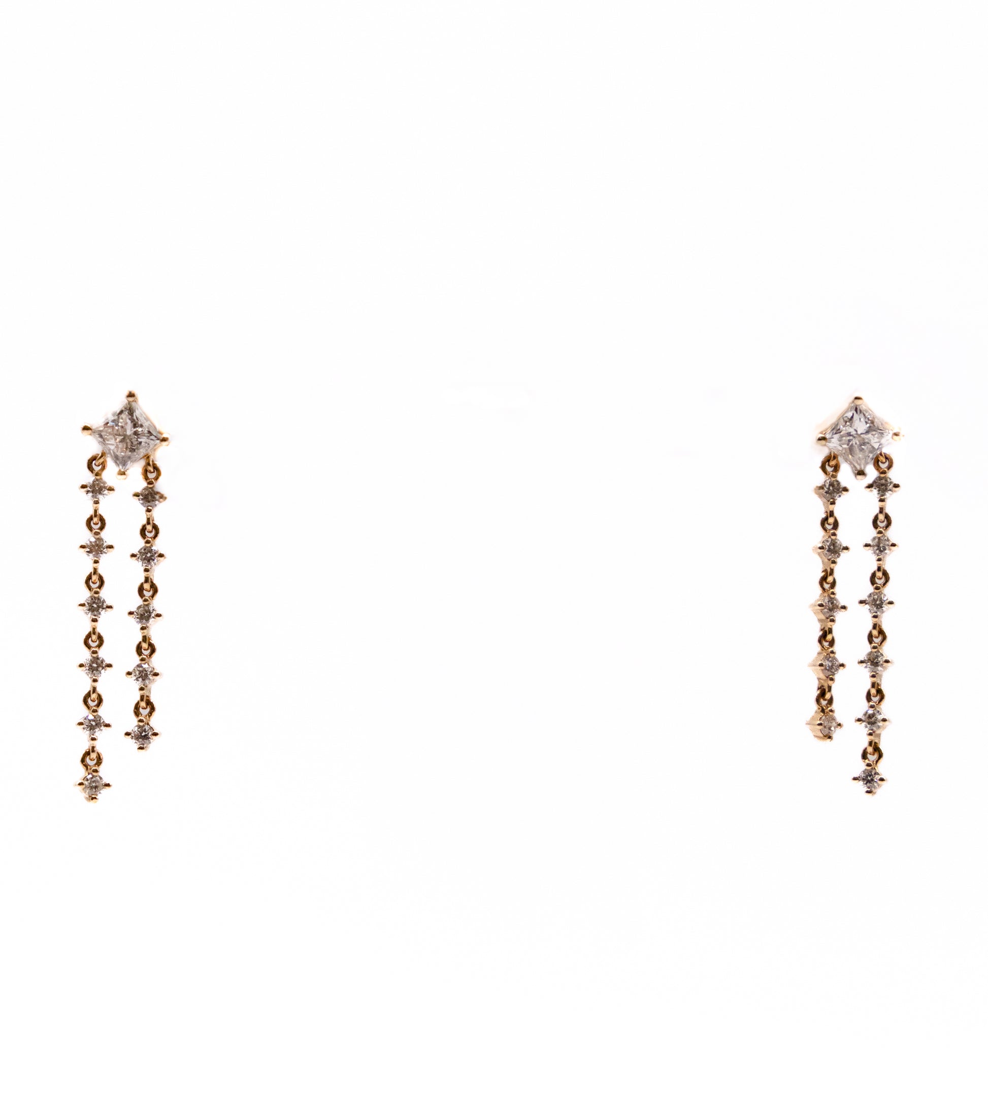 14K SQUARE DIAMOND DROP STUD EARRING FEATURING 1.47 CARATS - JAGGER & FINE